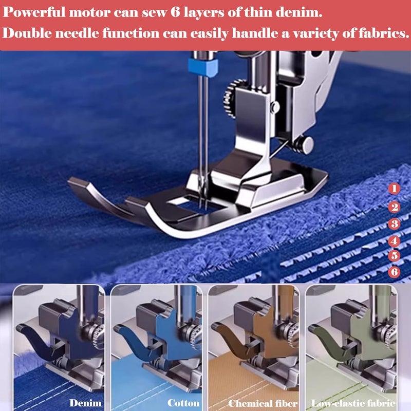 Dechow Sewing Machine for Beginners, Electric Mini Portable, 14 Built-in Stitches with Reverse Sewing, 2 Speeds Double Thread with Foot Pedal, Storage Bag, Cotton Fabric and Threads- Extension Table - Image 5